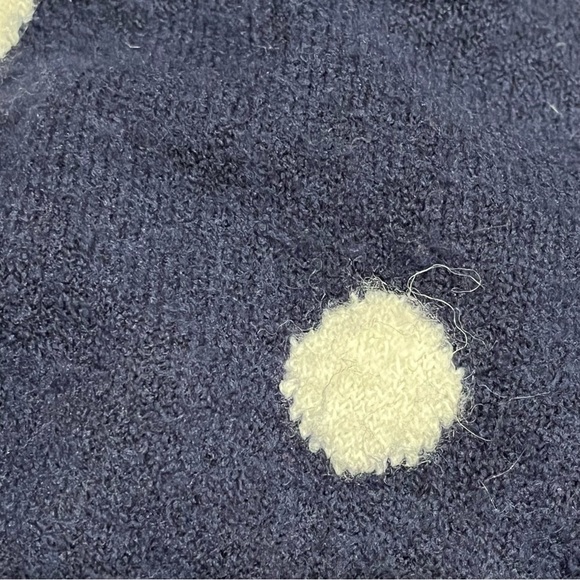 J. Crew Navy Polka Dot Sweater Merino Wool Alpaca Dark Blue Warm Pullover Medium - Picture 12 of 14